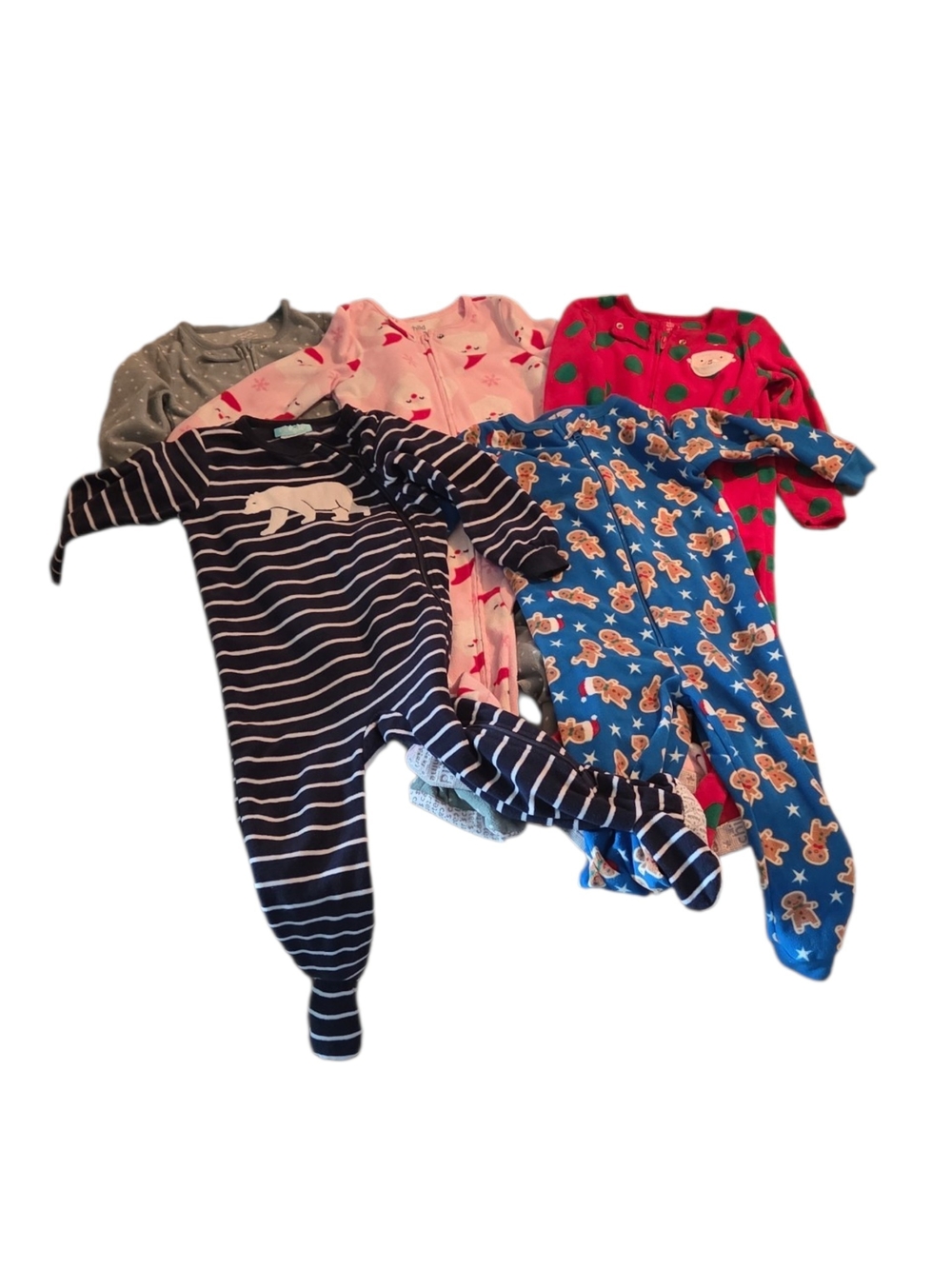 3T Assorted Footed Pajamas Lot -  Christmas & Winter Theme (5 Pack)